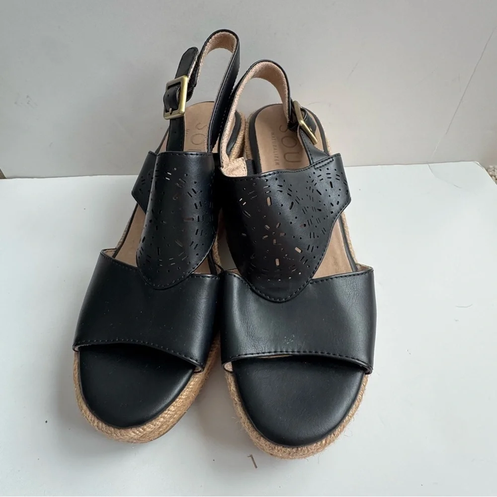SOUL Naturalizer Ocean  Black and Tan Wedge Sandals